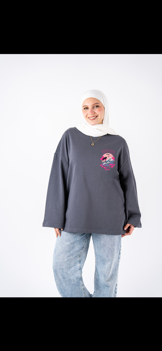 Tokyo grey wide sleeves t-shirt