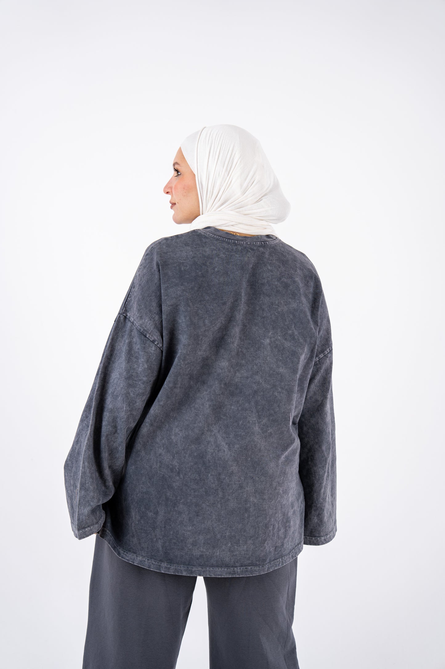Stay in progress washed widesleeves t-shirt