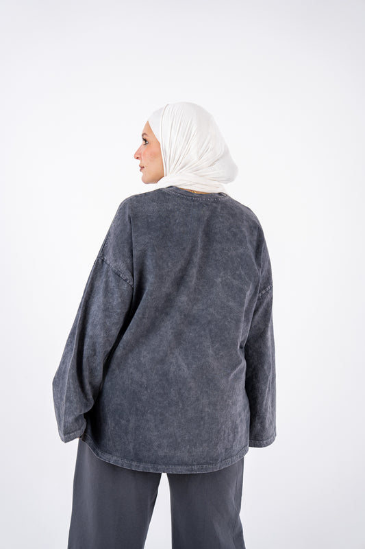 Stay in progress washed widesleeves t-shirt