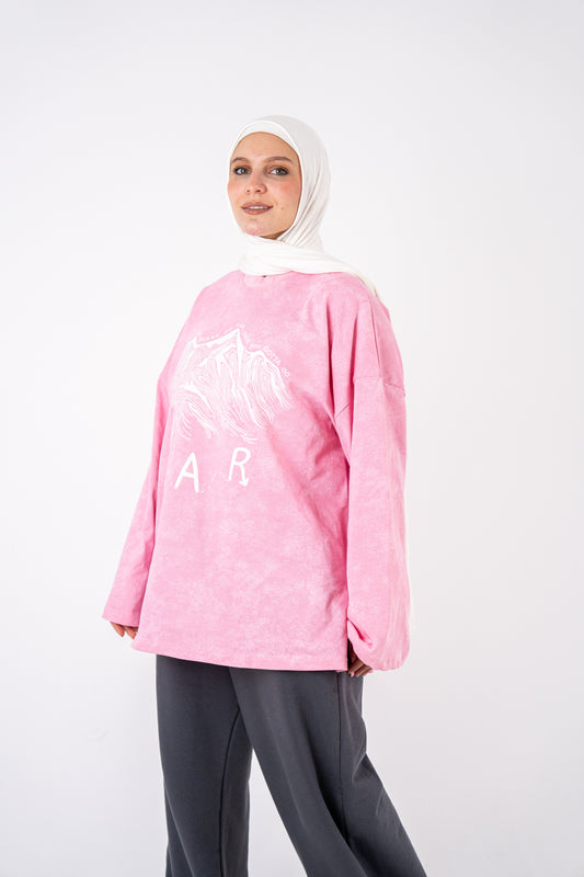 go far pink washed widesleeves t-shirt