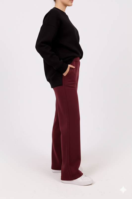 Burgundy wideleg sweatpants