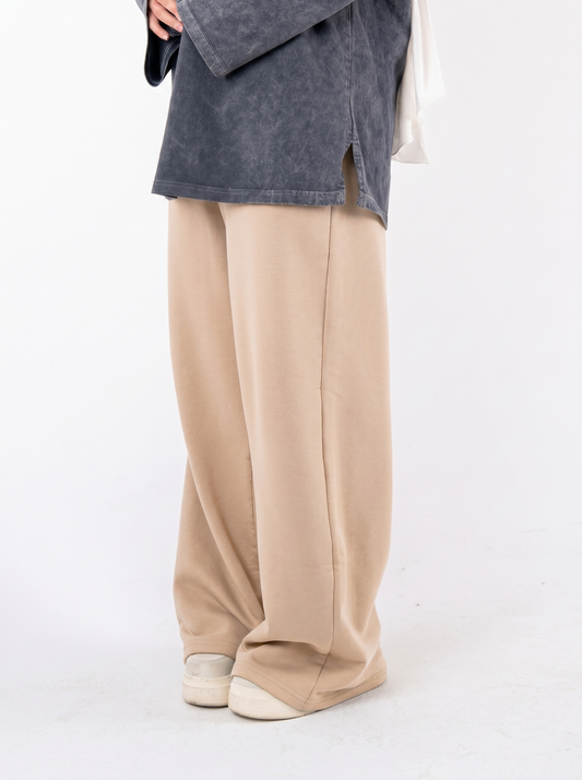 Beige wideleg sweatpants