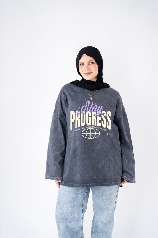 Stay in progress washed widesleeves t-shirt