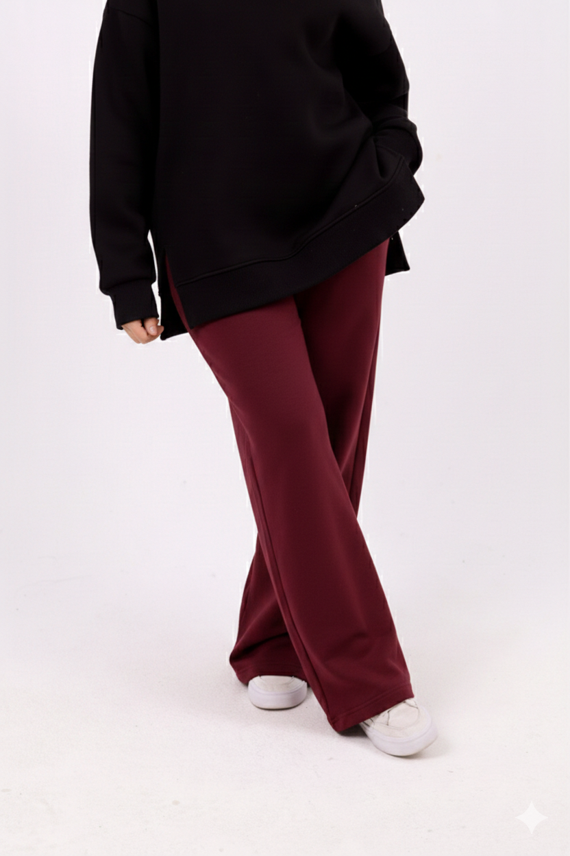 Burgundy wideleg sweatpants