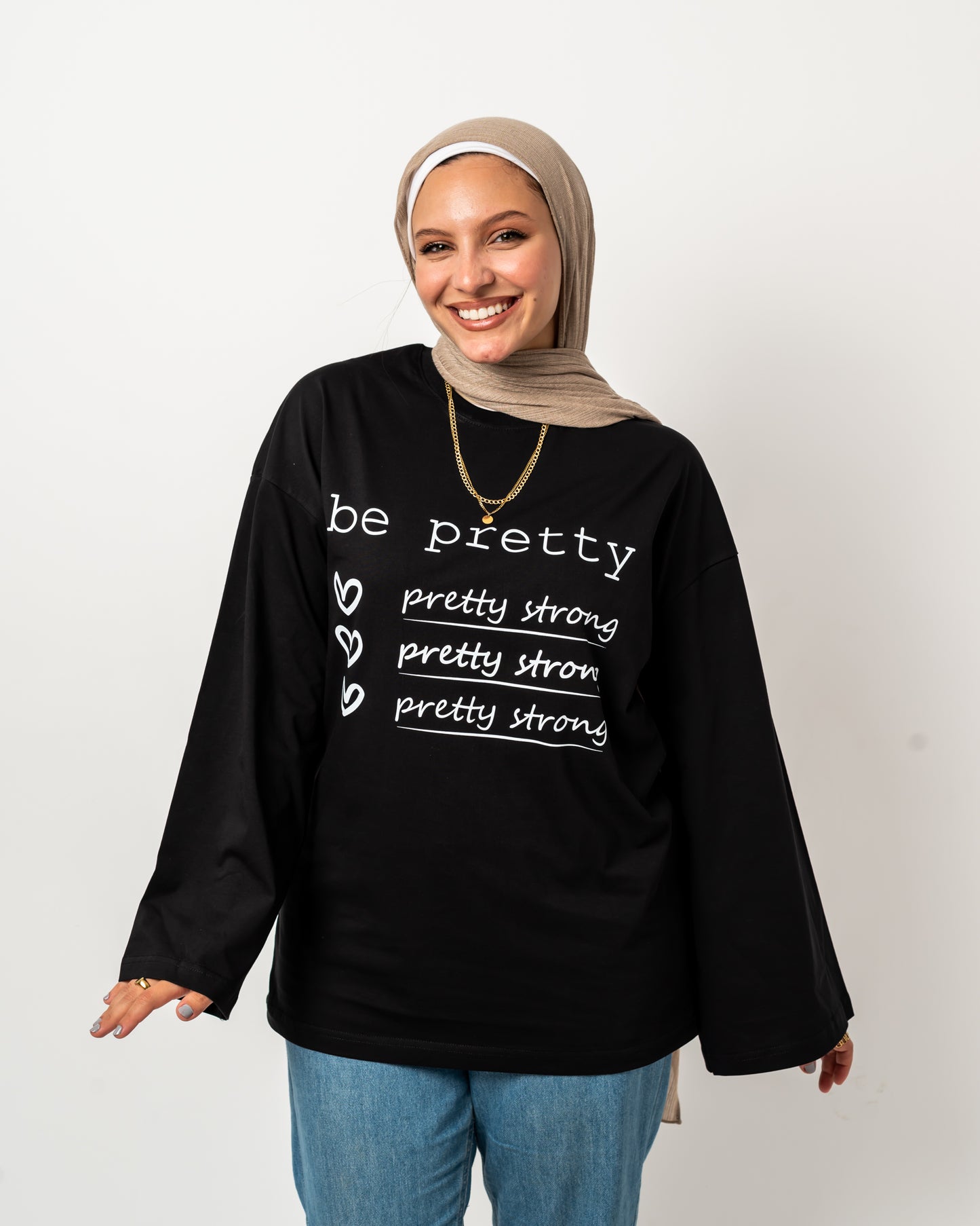 Be pretty black widesleeves t-shirt