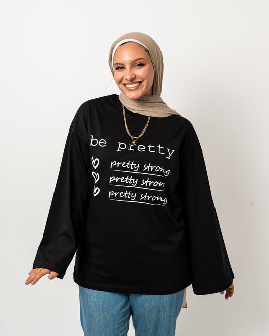 Be pretty black widesleeves t-shirt