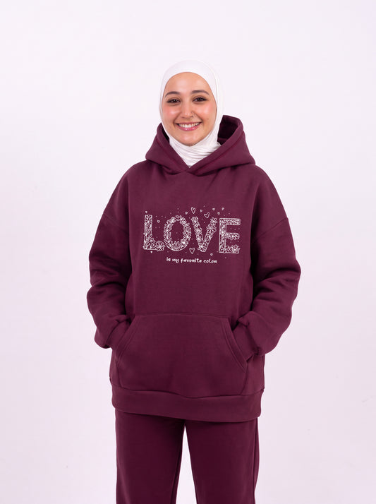 Love burgundy oversize hoodie