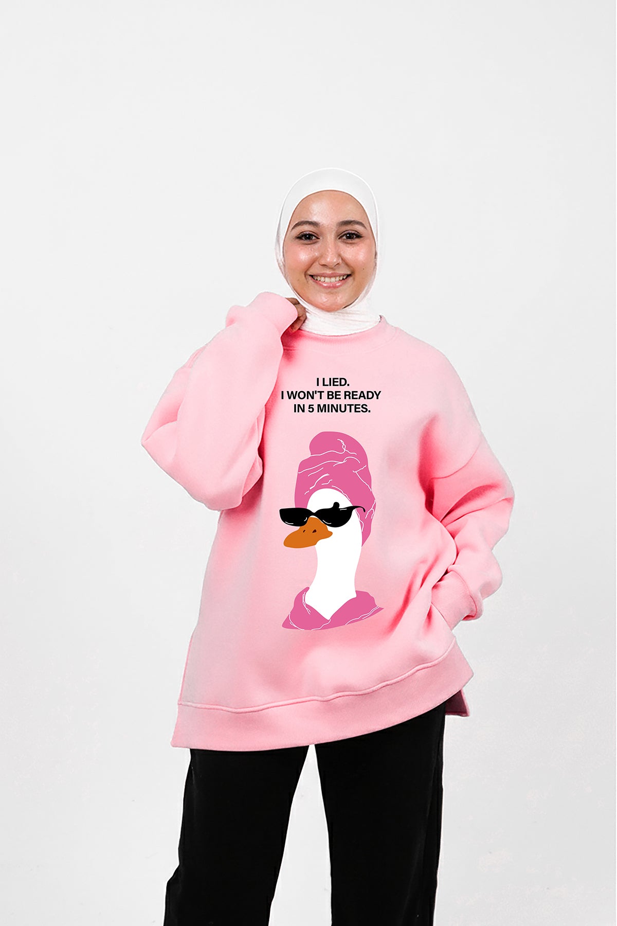 Always late pink summer-sweatshirt