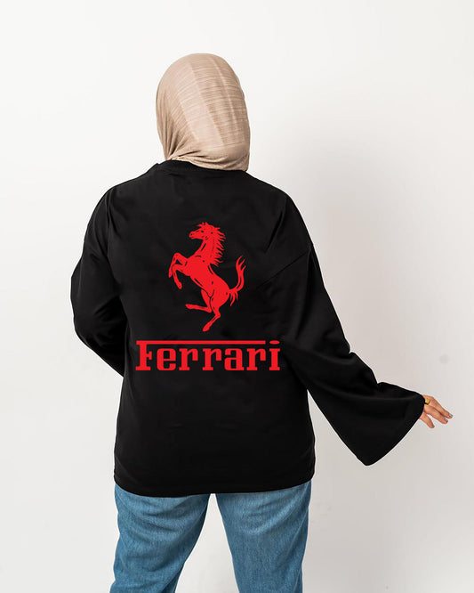 Ferrari black widesleeve t-shirt