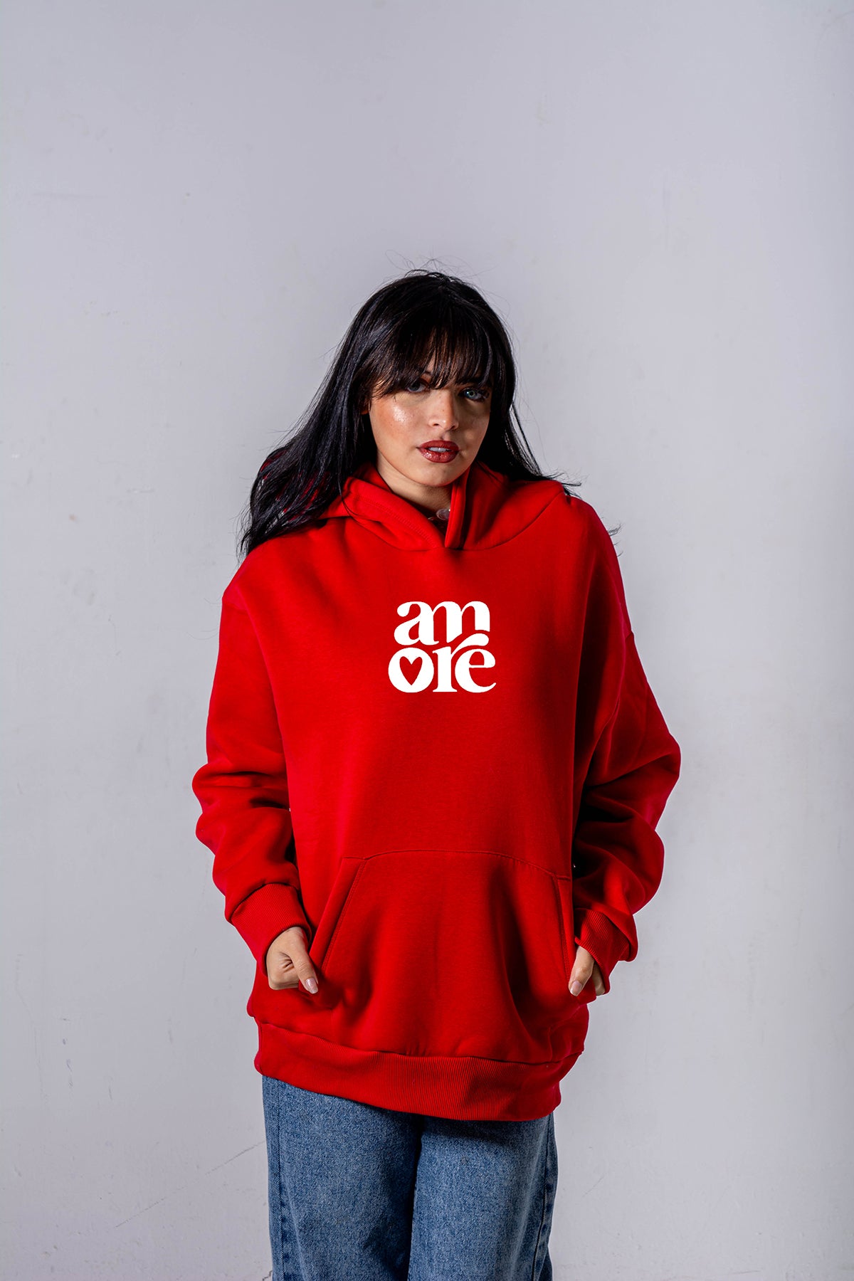 amore red hoodie