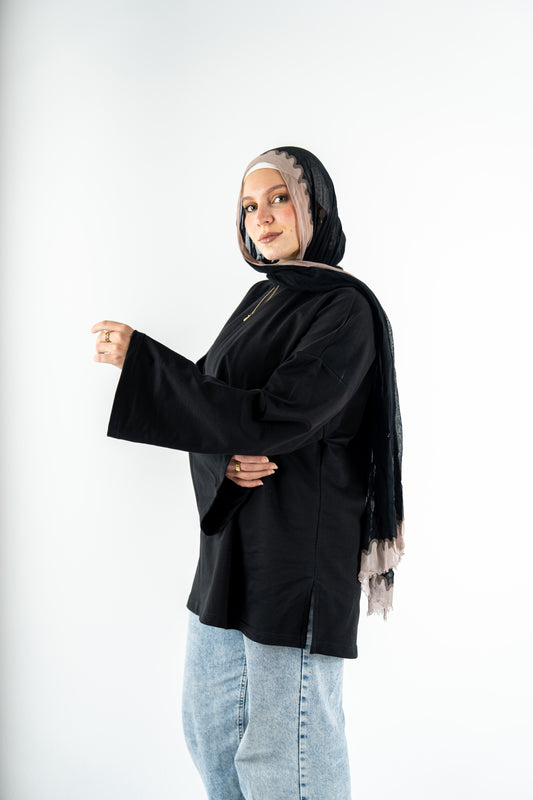 black basic widesleeves t-shirt