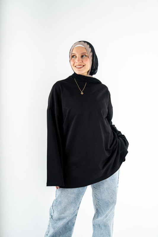 black basic widesleeves t-shirt