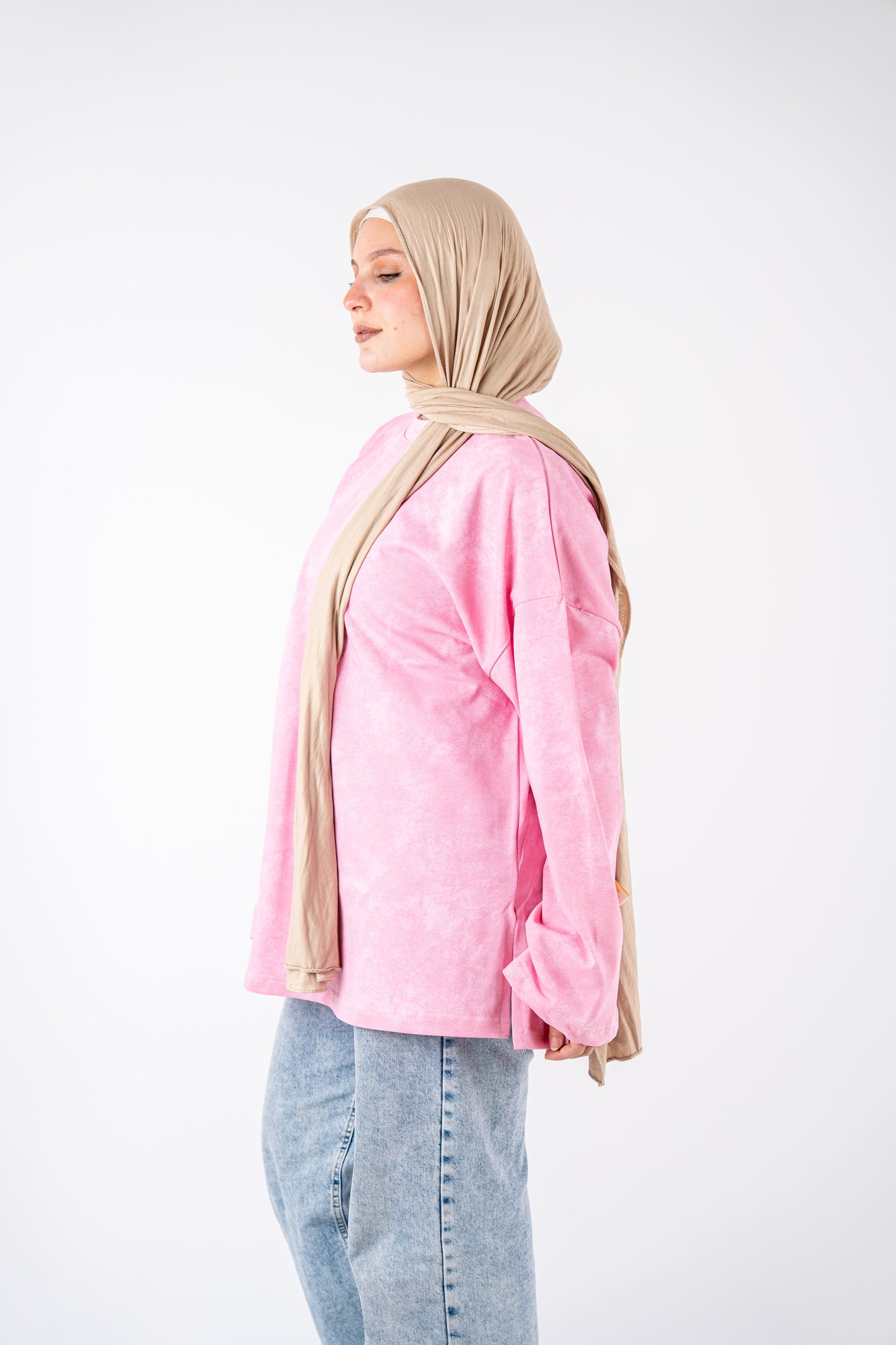 Time never stop pink washed widesleeves t-shirt