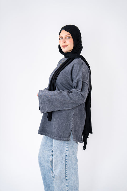 WASHED WIDESLEEVES BASIC T-SHIRT