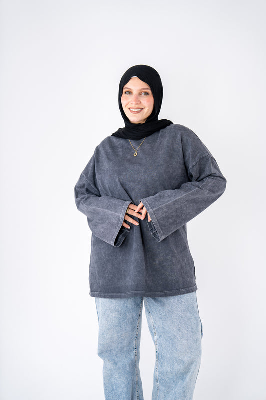WASHED WIDESLEEVES BASIC T-SHIRT