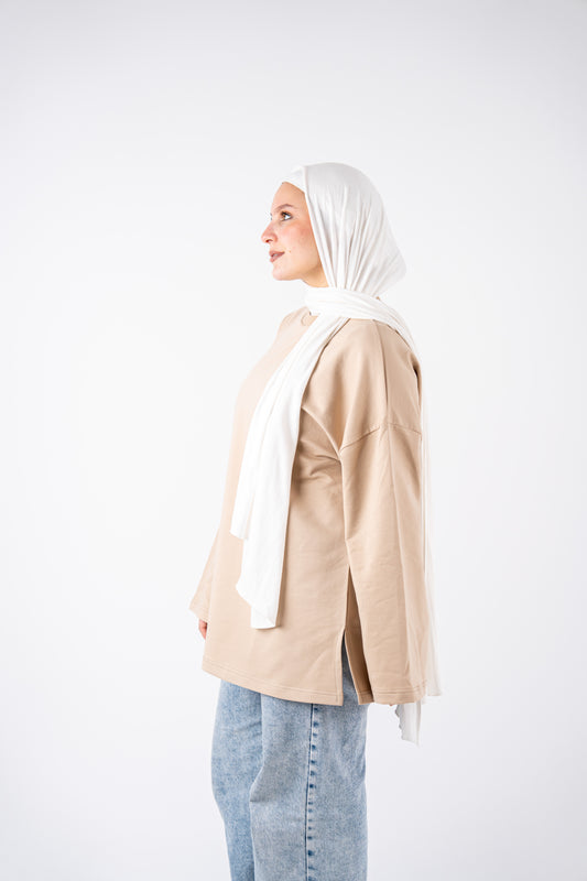 beige basic widesleeves t-shirt