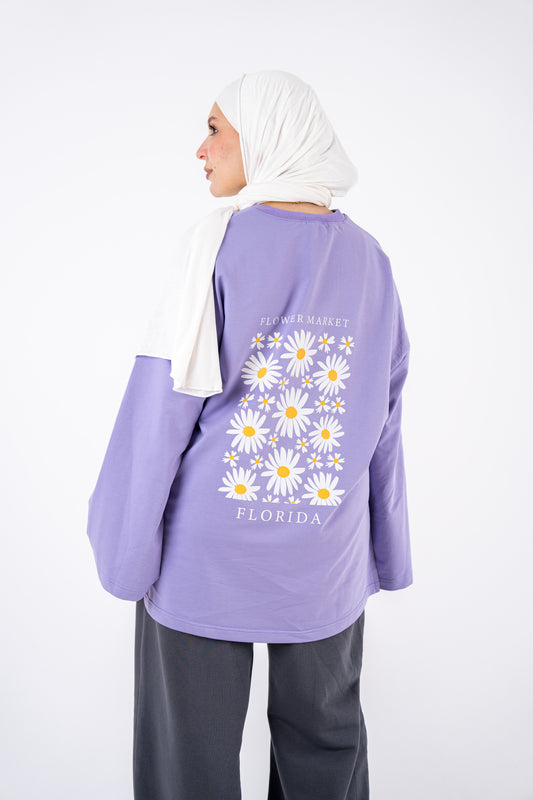 flower market lavender widesleeves t-shirt