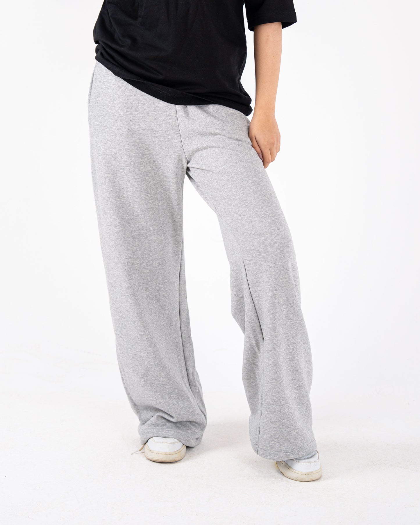 light grey wideleg sweatpants