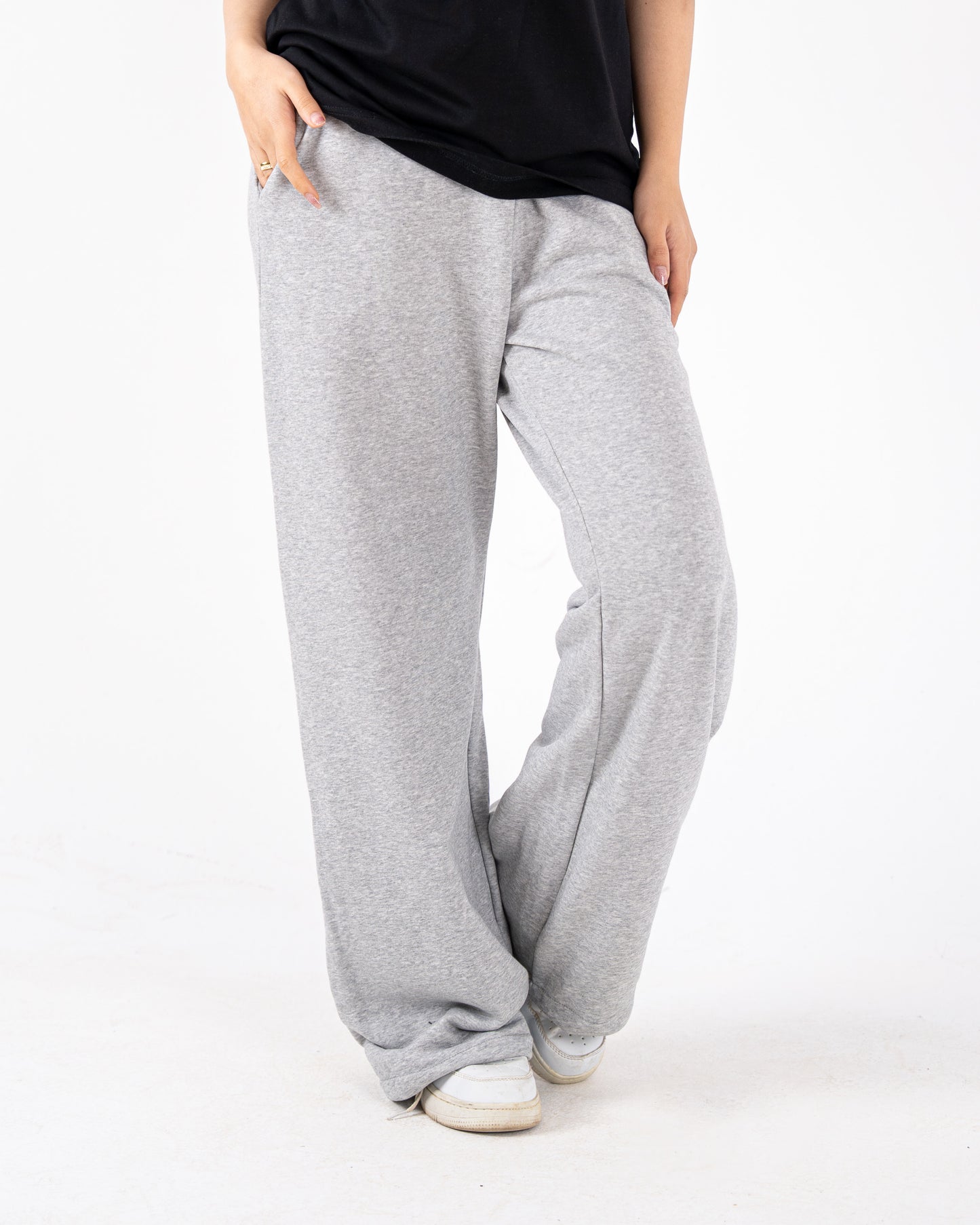 light grey wideleg sweatpants
