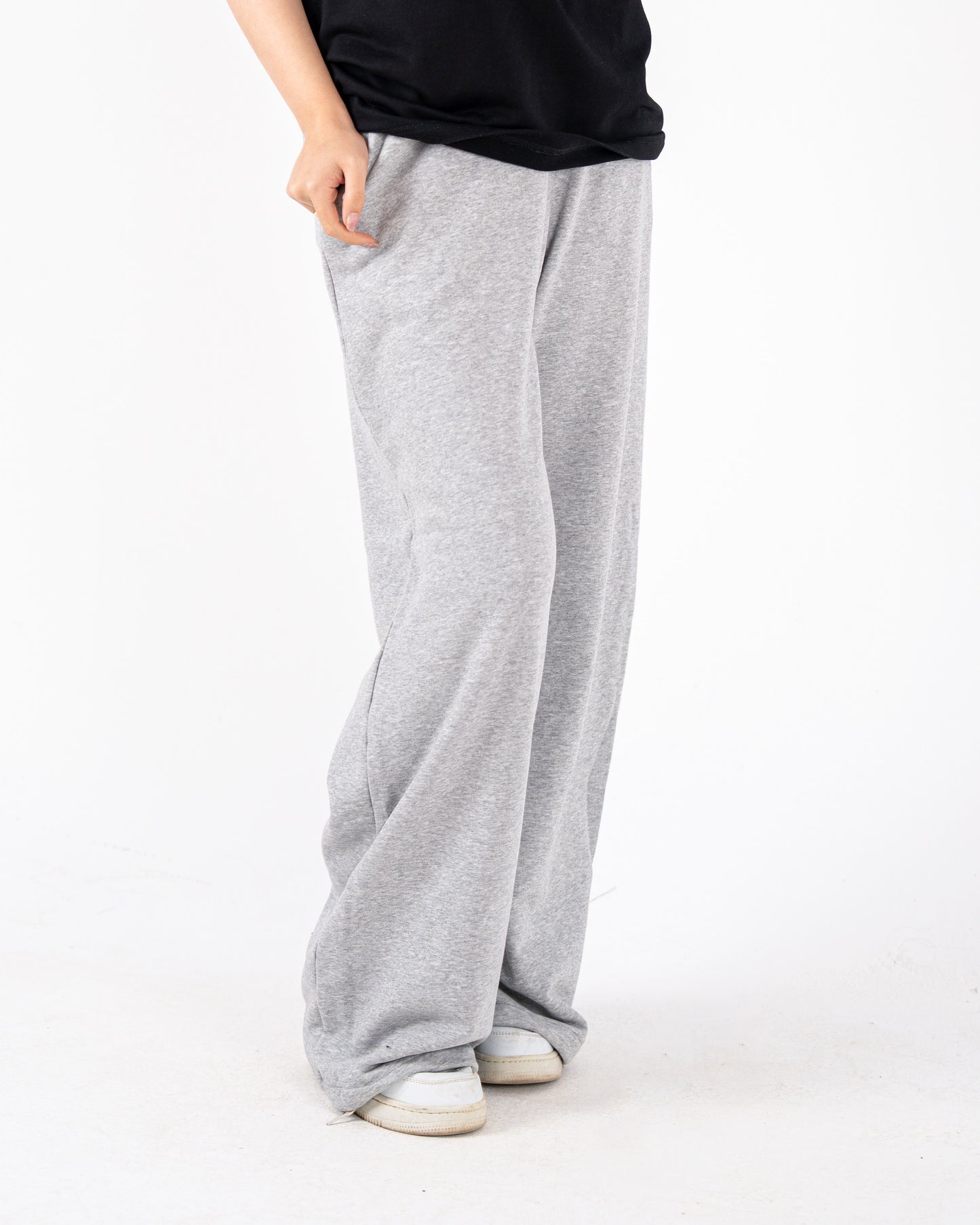 light grey wideleg sweatpants