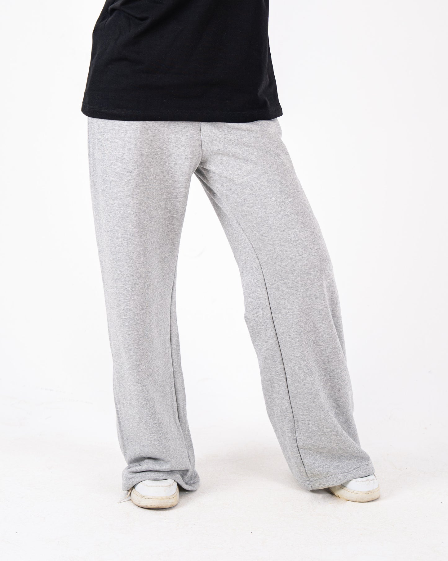 light grey wideleg sweatpants
