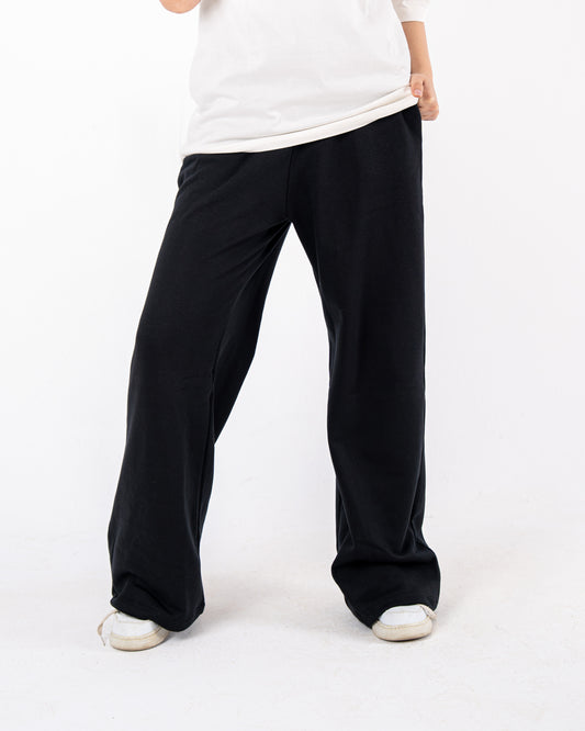 black wideleg sweatpants
