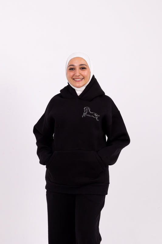 الخيل و الليل black oversize hoodie