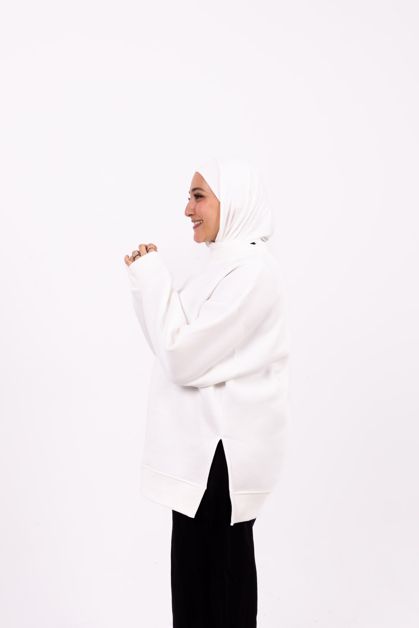 Think happy white summer-sweatshirt