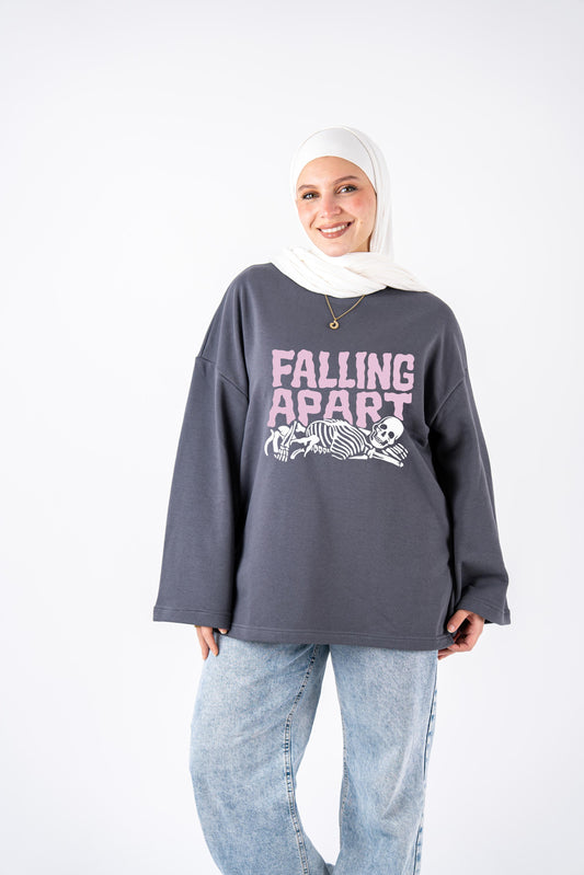 falling apart grey widesleeves t-shirt
