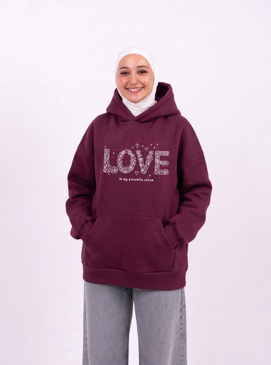 Love burgundy oversize hoodie
