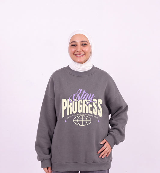 Stay in progress grey comfy-go sweatshirt