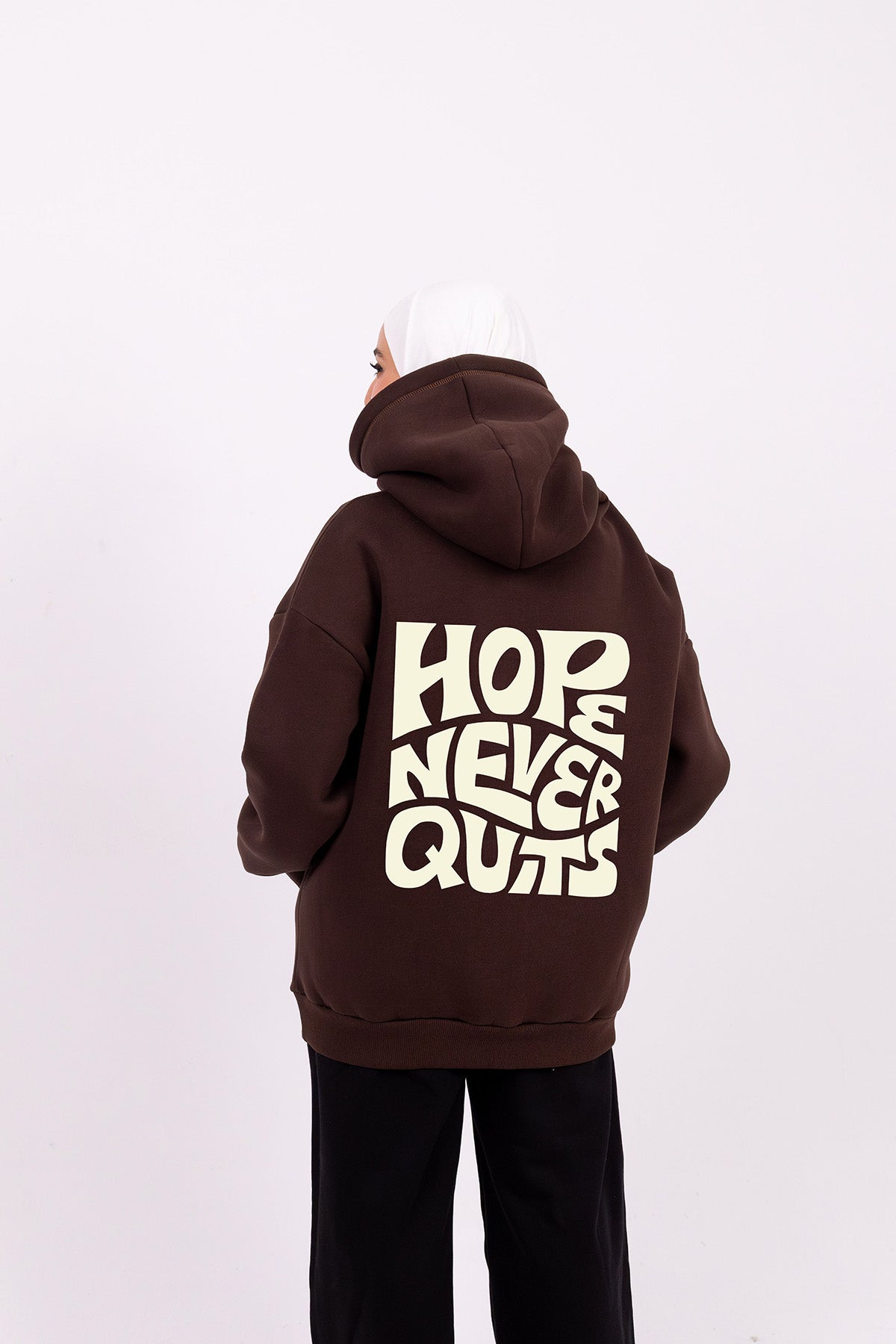 Hope never quits brown hoodie