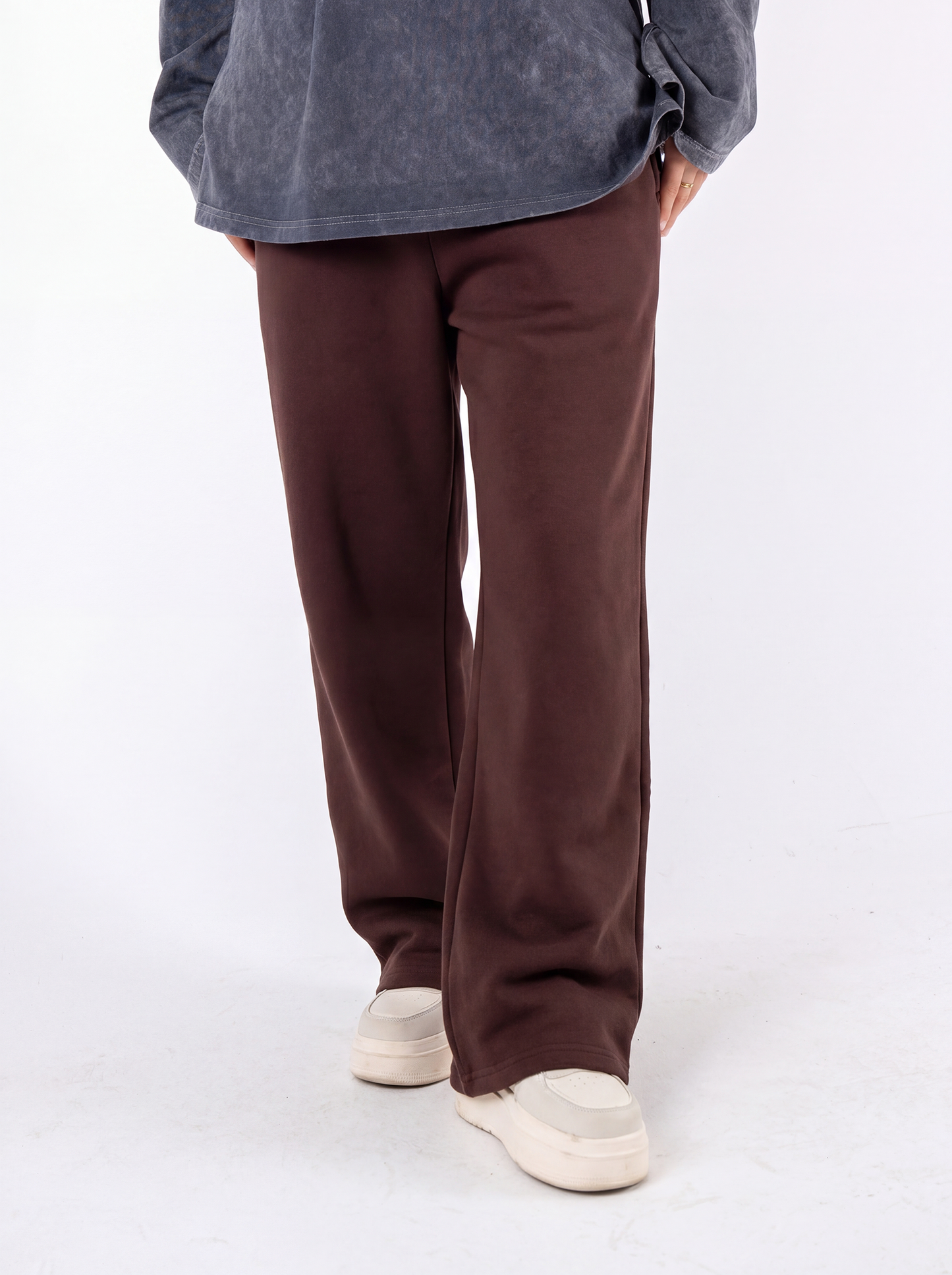 brown wideleg sweatpants