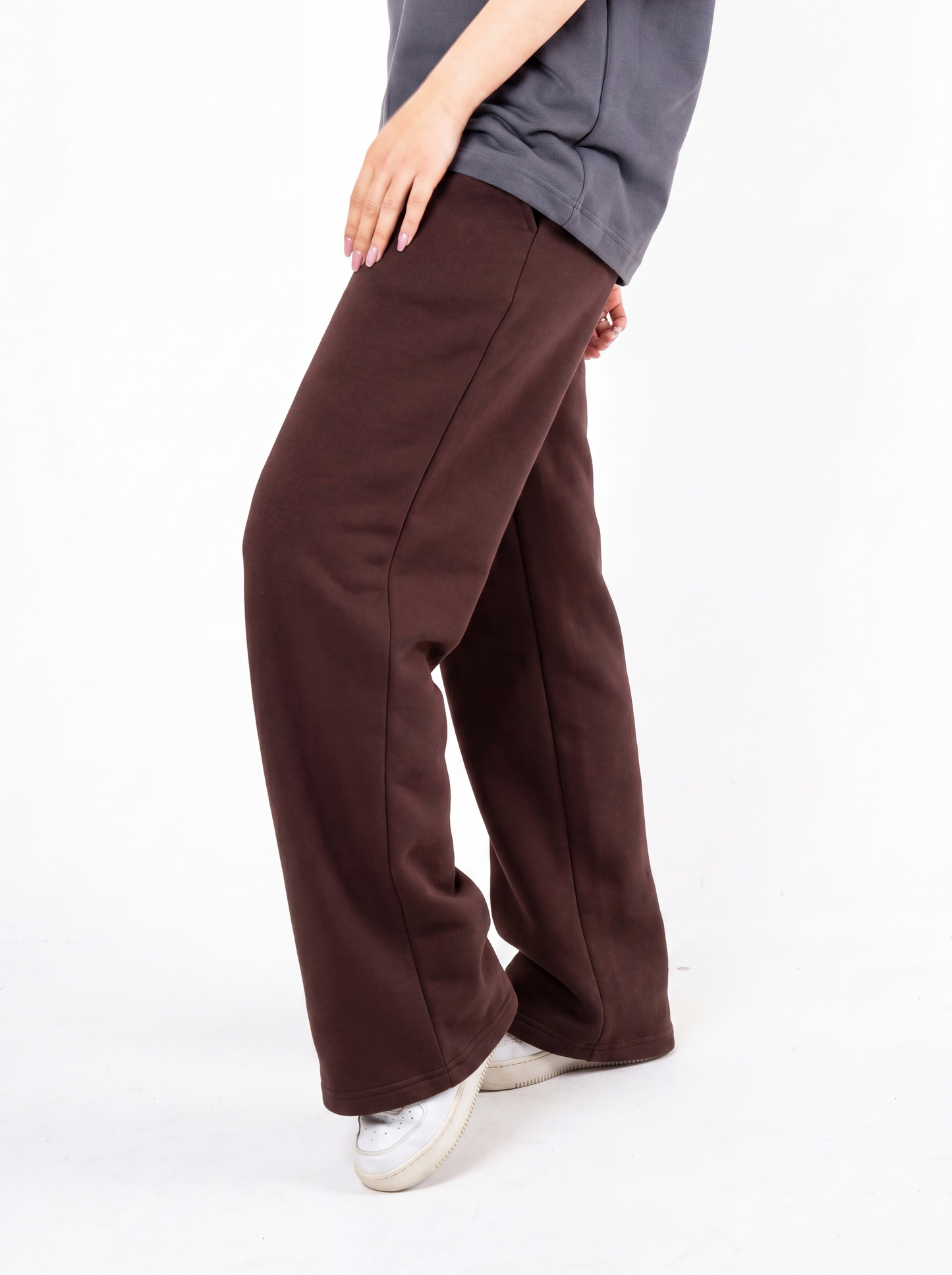 brown wideleg sweatpants