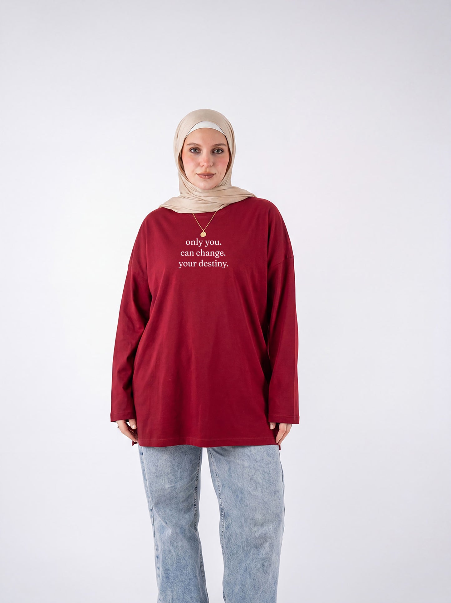 only you dark red widesleeves t-shirt