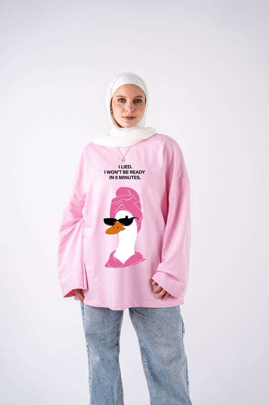 always late pink widesleeves t-shirt