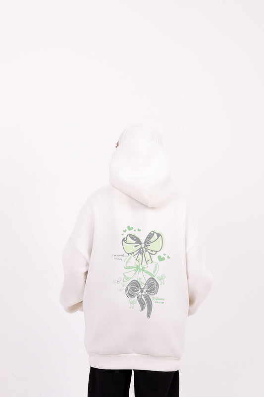 Ribbons offwhite oversize hoodie